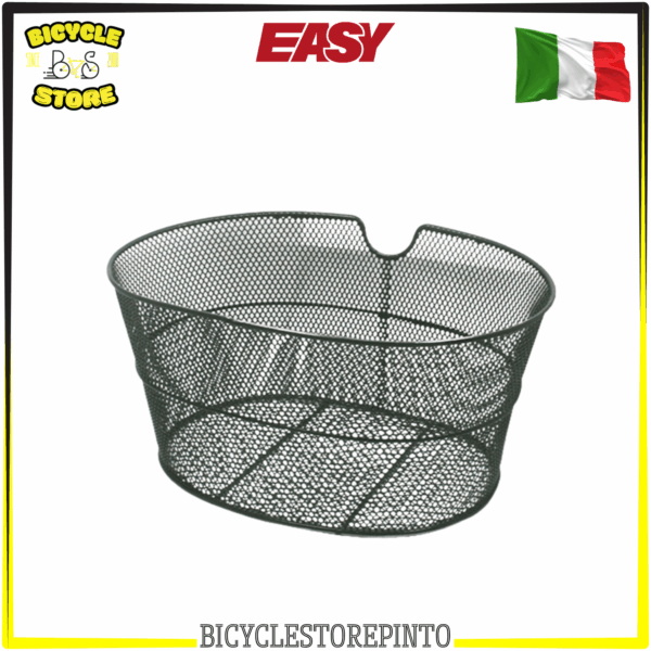 Cestino Anteriore Ovale per Bicicletta 38 × 28 × 18 cm – Ferro, Nero