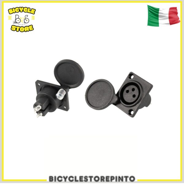 Presa a Pannello 3 Pin per Batteria al Litio – Con Cappuccio Protettivo