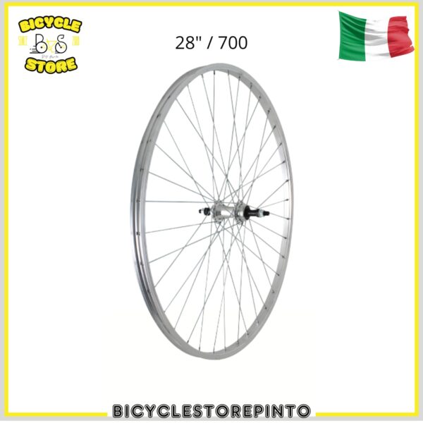 Ruota Posteriore City 28" (700) a Filetto 7/8V – Mozzo su Sfere, Cerchio Alluminio 36 Raggi