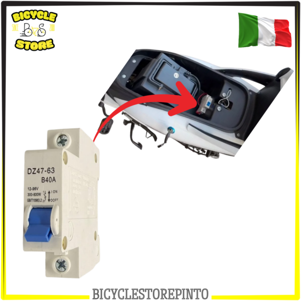 Interruttore Staccacorrente di Emergenza 12-96V DC 400-800W per Scooter Elettrico – Originale Vitale Eurosud, Protezione Batteria