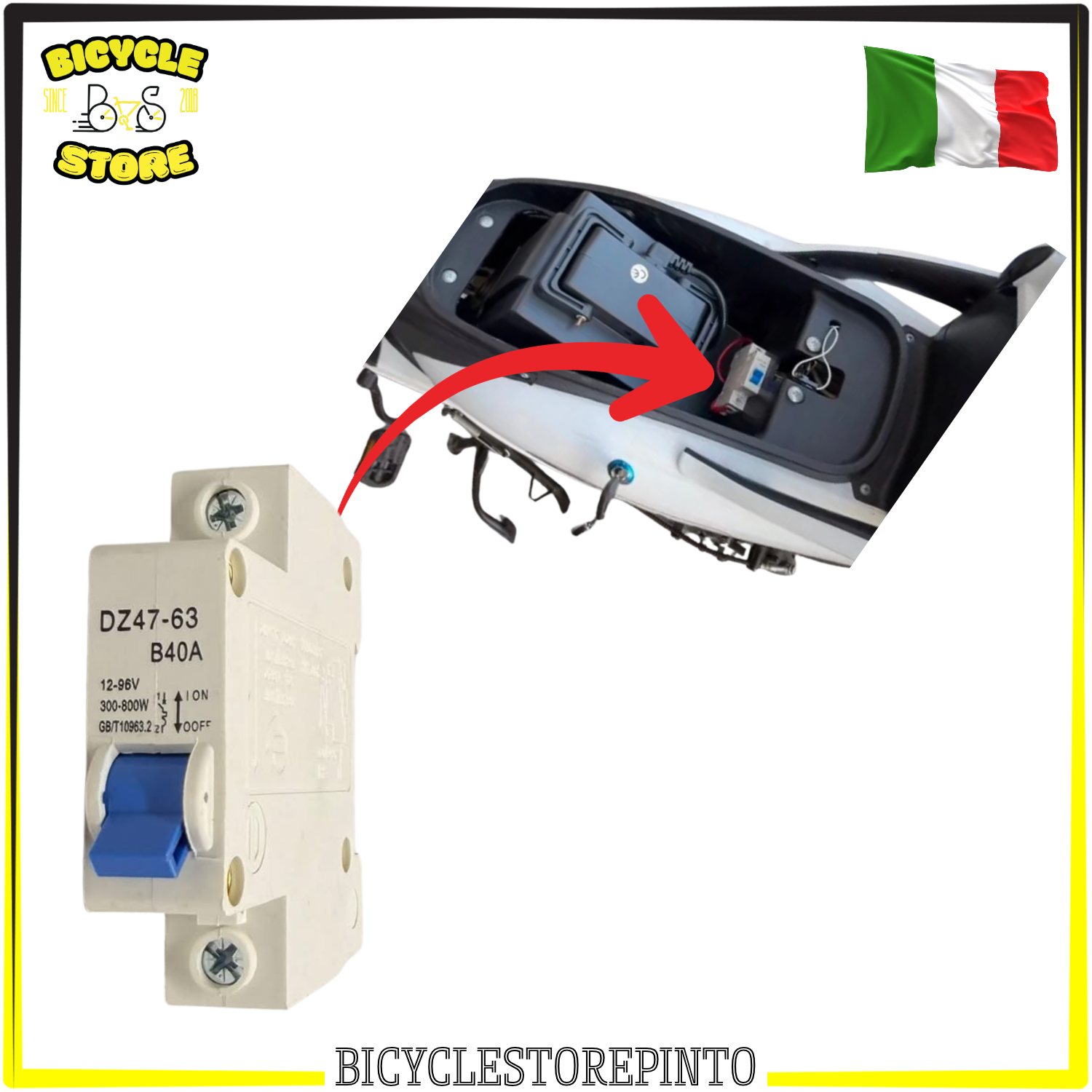 Interruttore Staccacorrente di Emergenza 12-96V DC 400-800W per Scooter Elettrico – Originale Vitale Eurosud, Protezione Batteria