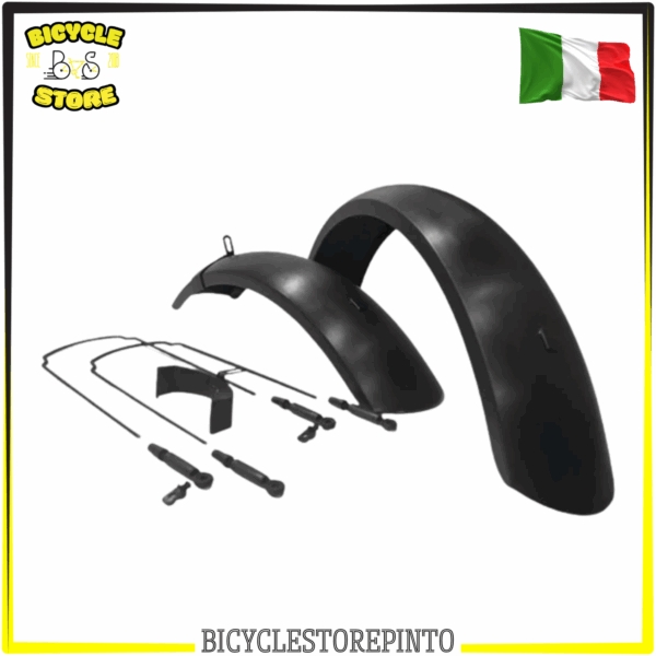 Coppia Parafanghi FAT BIKE 20" Lunghi – Completi di Staffe, per Pneumatici 20x4.00