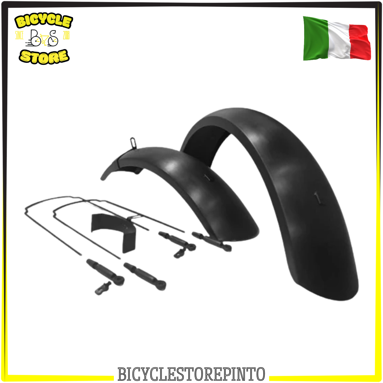 Coppia Parafanghi FAT BIKE 20" Lunghi – Completi di Staffe, per Pneumatici 20x4.00