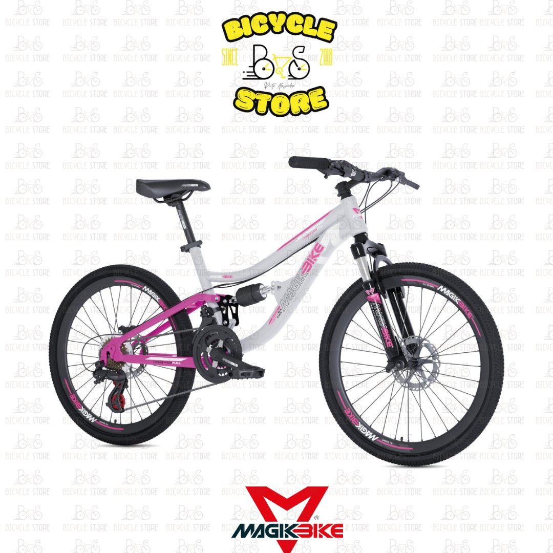 BICICLETTA MUSCOLARE MAGIKBIKE RAGAZZA MTB FULL 26″ BIANCO/ROSA BIAMMORTIZZATA