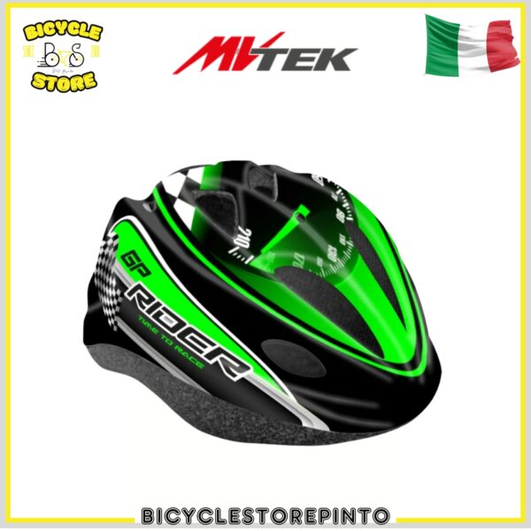 Casco Junior GP-RIDER Verde MVTEK – Taglia Unica 52/56 cm