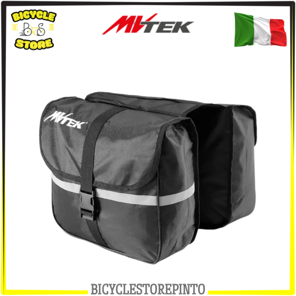 Borsa a Bisaccia MVTEK FUTURA 25 Litri – Coppia Borse Laterali per Bicicletta in Nylon Nero 29×24×10 cm