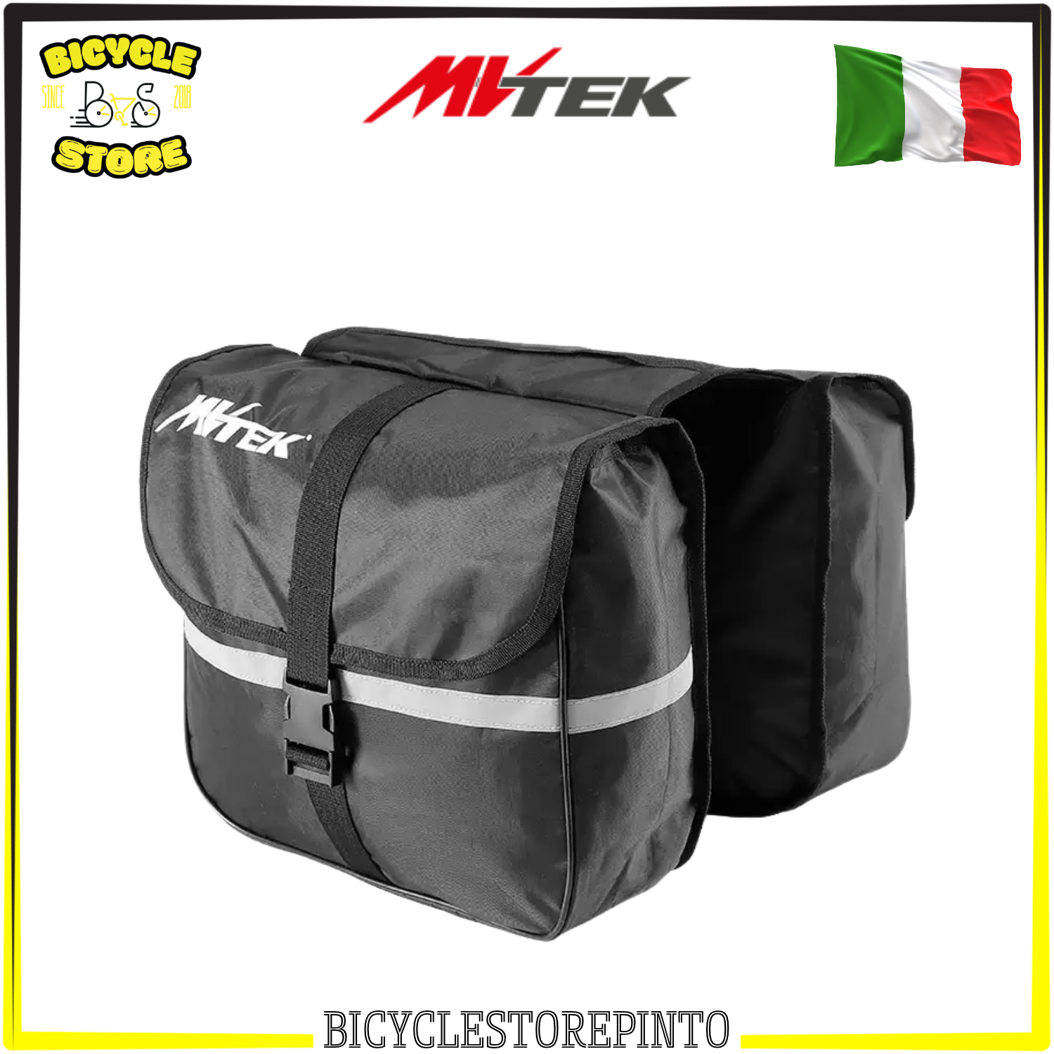 Borsa a Bisaccia MVTEK FUTURA 25 Litri – Coppia Borse Laterali per Bicicletta in Nylon Nero 29×24×10 cm