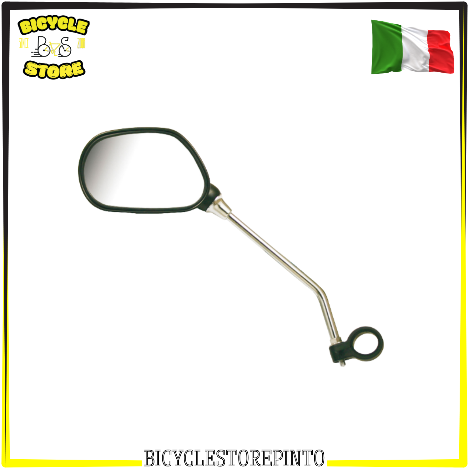 Specchietto Retrovisore Ovale con Catadiottro Sinistro – Nero/Argento