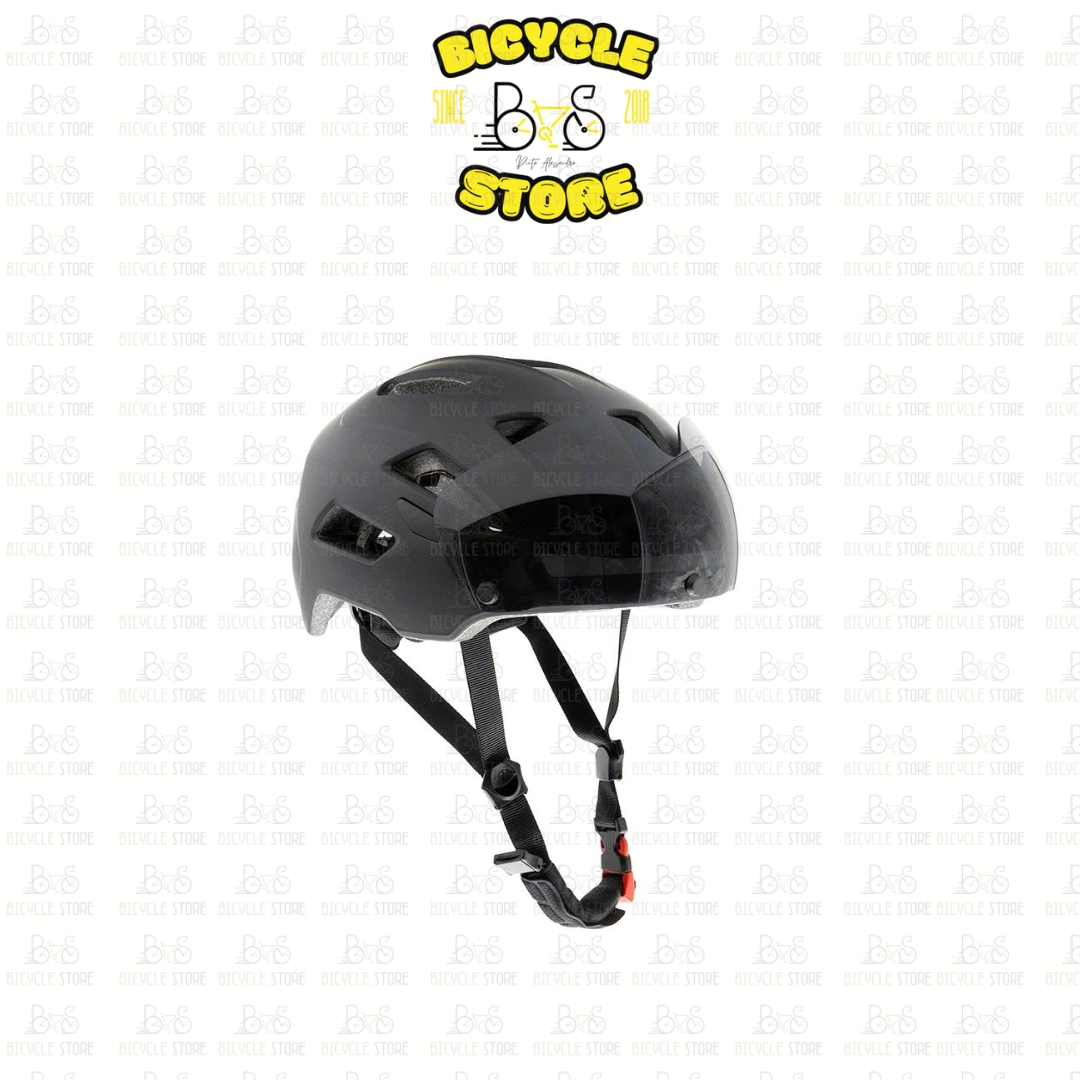 CASCO BICICLETTA - MONOPATTINO CP04 Sport con VISIERA e LED POSTERIORE- Nero L - immagine 4