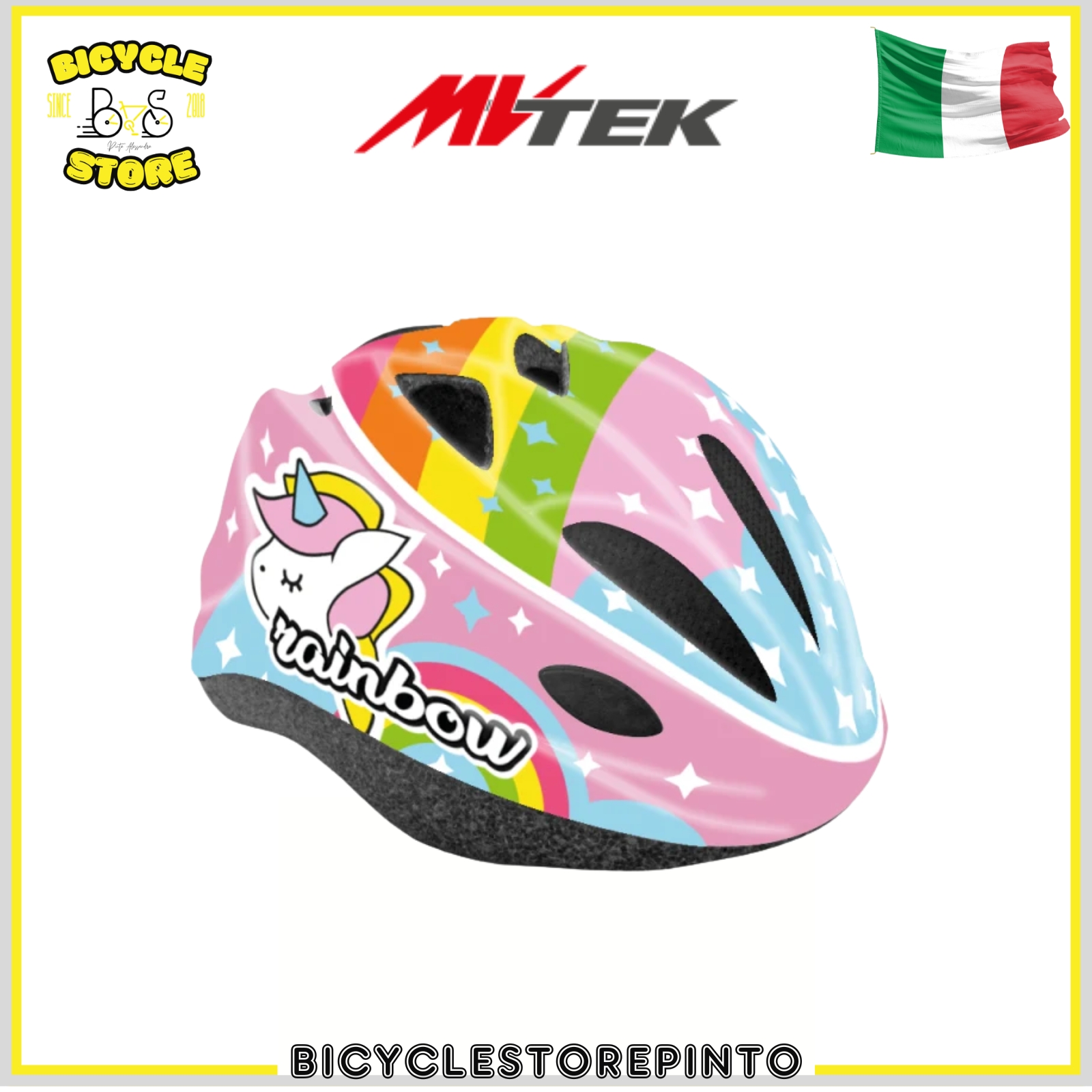 Casco Junior RAINBOW Rosa MVTEK – Taglia Unica 52/56 cm