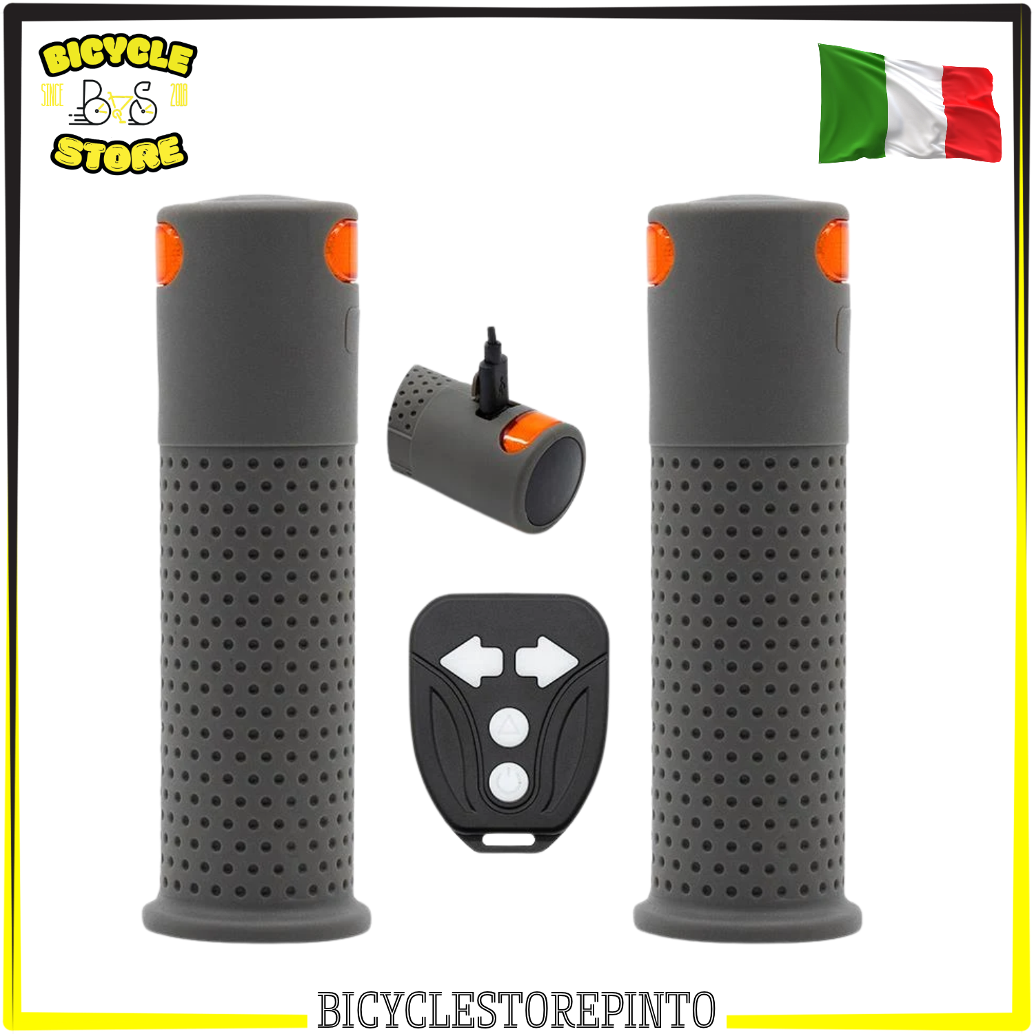 Manopole con Indicatori di Direzione e Telecomando – Frecce per Bicicletta e Monopattino Elettrico, Grigio