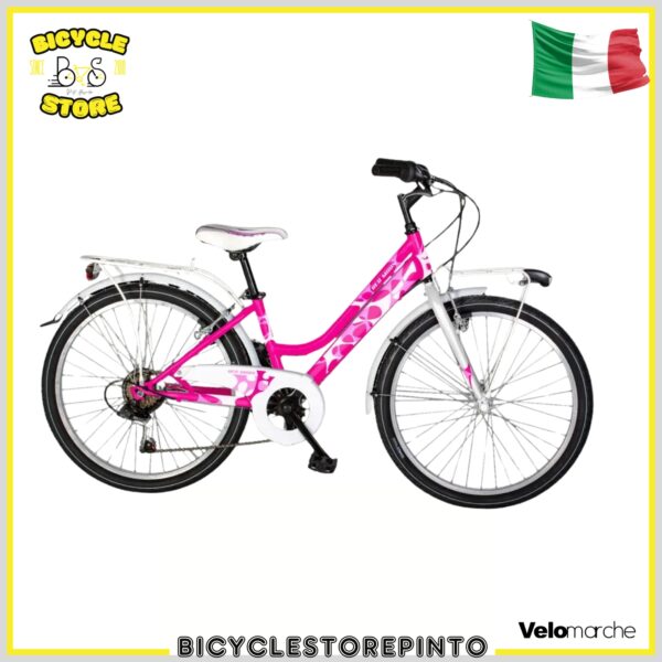 BICICLETTA MUSCOLARE VELOMARCHE CITYBIKE RED MOON 24 STEEL 6V. LADY