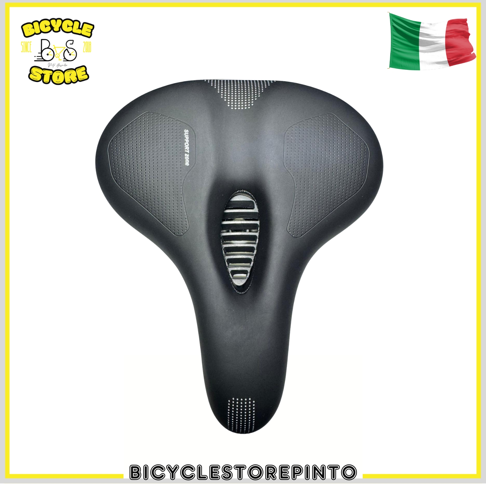 Sella Comfort Antiprosta per Bicicletta con Molle e Ventilazione – Nero con Striscia Riflettente