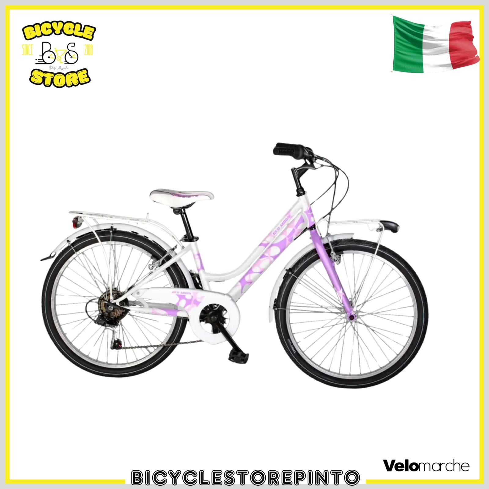 BICICLETTA MUSCOLARE VELOMARCHE CITYBIKE RED MOON 24 STEEL 6V. LADY - immagine 3