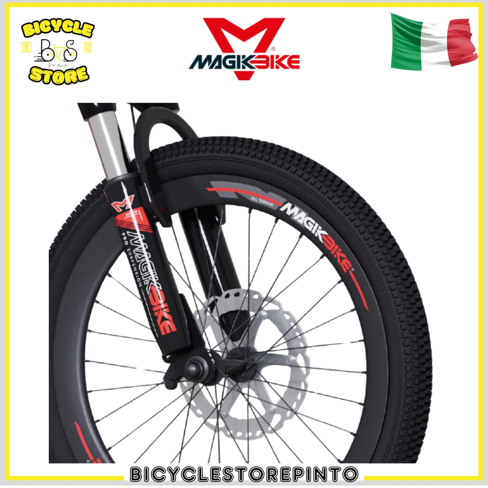 Bicicletta Bambino MTB Full MAGIKBIKE 20" 21V Rosso/Nero – Biammortizzata con Freni a Disco - immagine 3