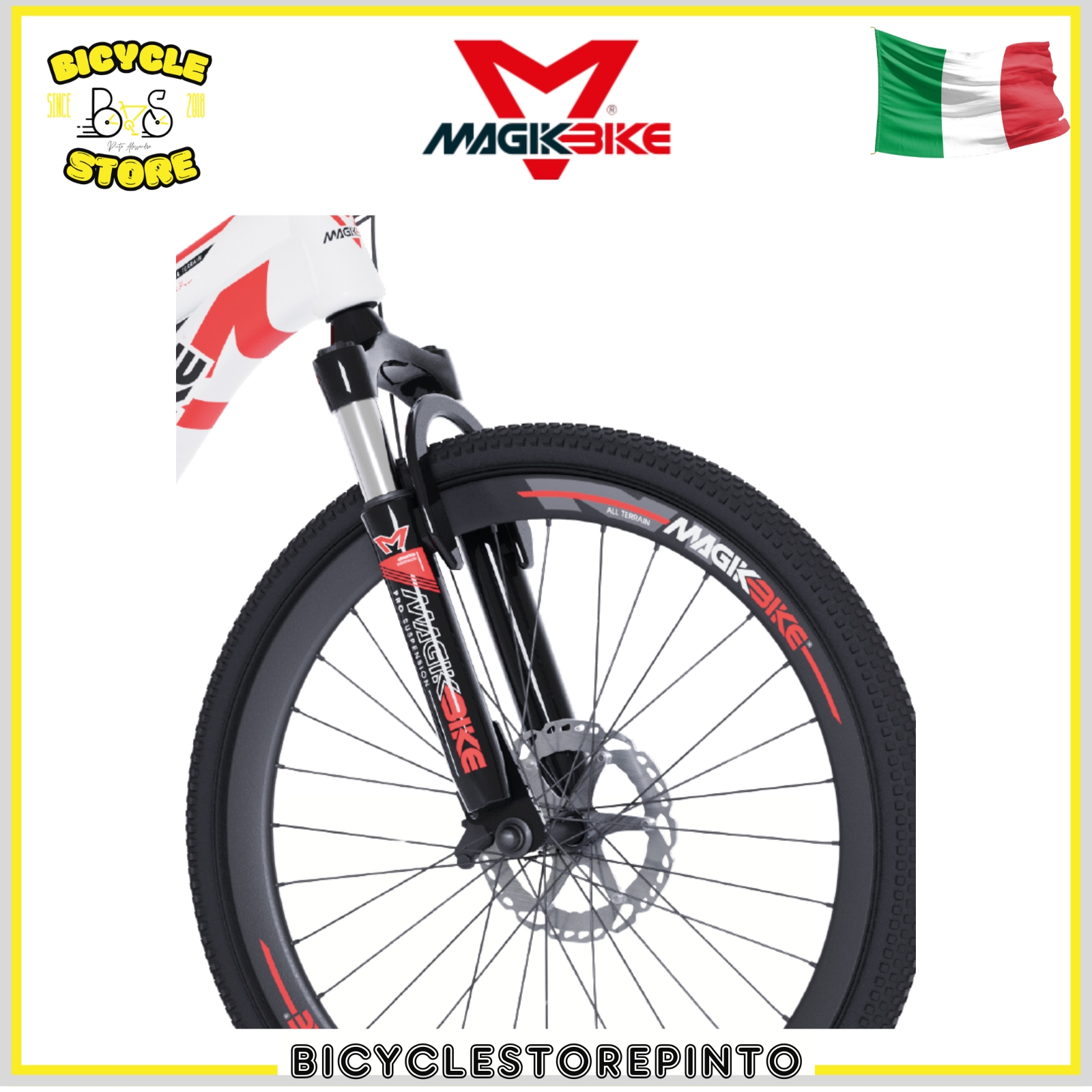 Bicicletta Ragazzo MTB Full 24" Biamortizzata MAGIKBIKE Rosso/Nero – 21V Shimano Freni a Disco - immagine 3