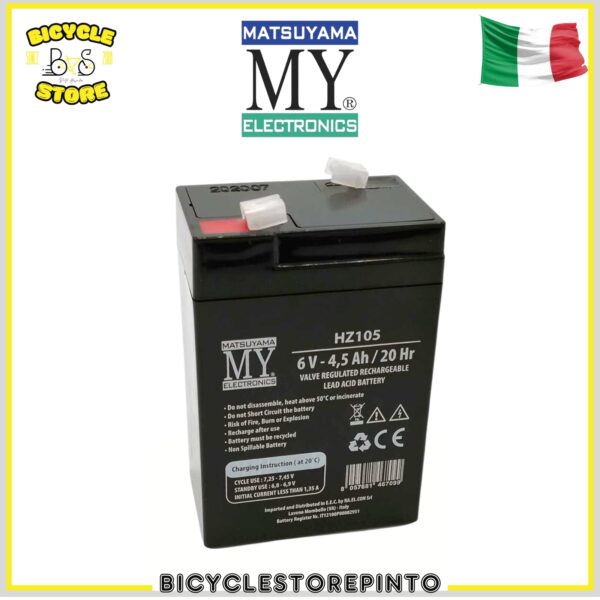 Batteria Ricaricabile al Piombo 6V 4,5Ah – 70x47x101 mm
