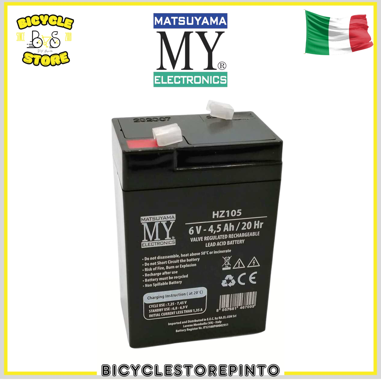 Batteria Ricaricabile al Piombo 6V 4,5Ah – 70x47x101 mm