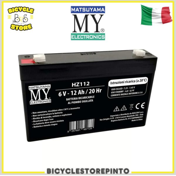 Batteria Ricaricabile al Piombo Sigillata 6V 12Ah – 151x50x94 mm