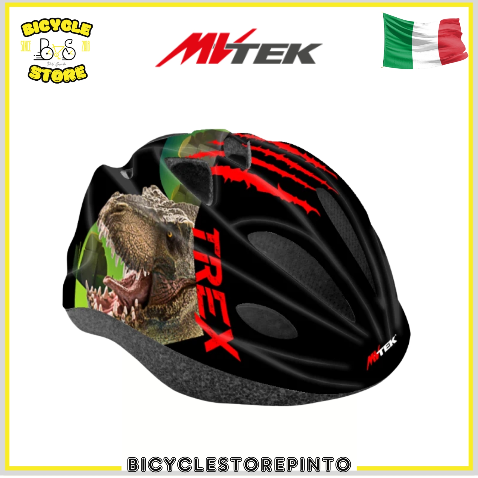 Casco Junior T-REX Rosso MVTEK – Taglia Unica 52/56 cm