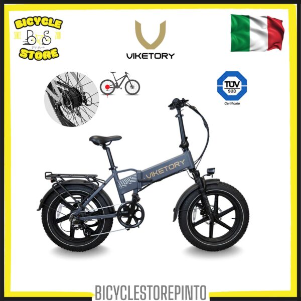 Bicicletta Elettrica VIKETORY LITHOR 20" Fat Bike Pieghevole – Grigia 48V 15Ah