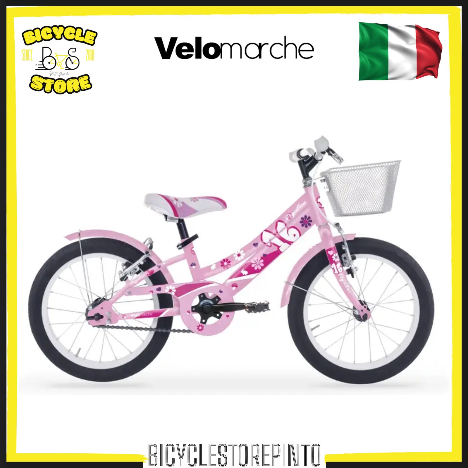Bicicletta Bambina VELOMARCHE GIRL PAPILLON 16" Steel 1V ROSA