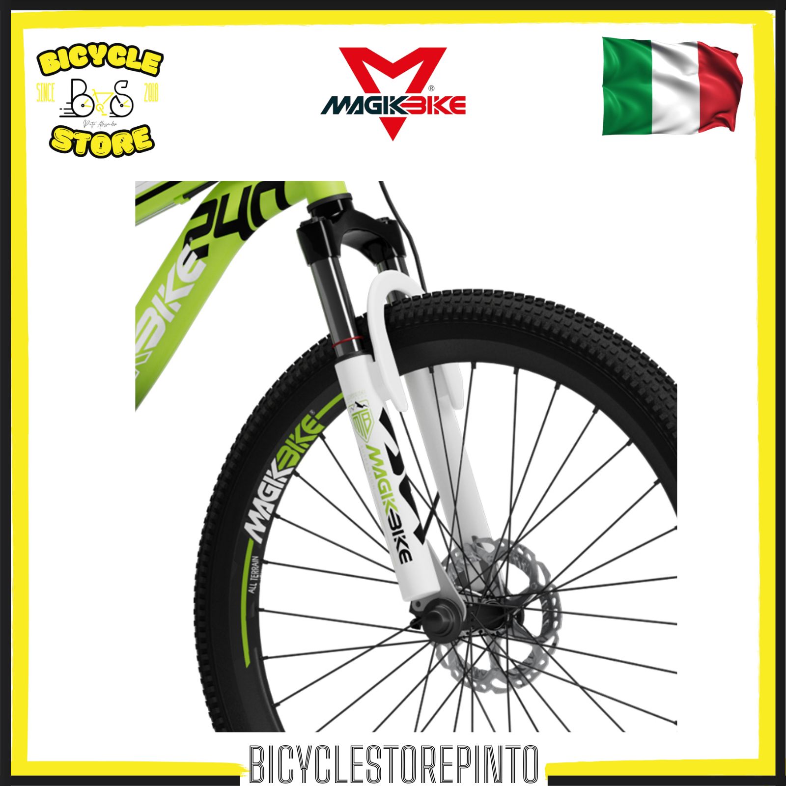 Bicicletta MTB MAGIKBIKE Predator 240 24" 21V con Freni a Disco Verde/Nero - immagine 3