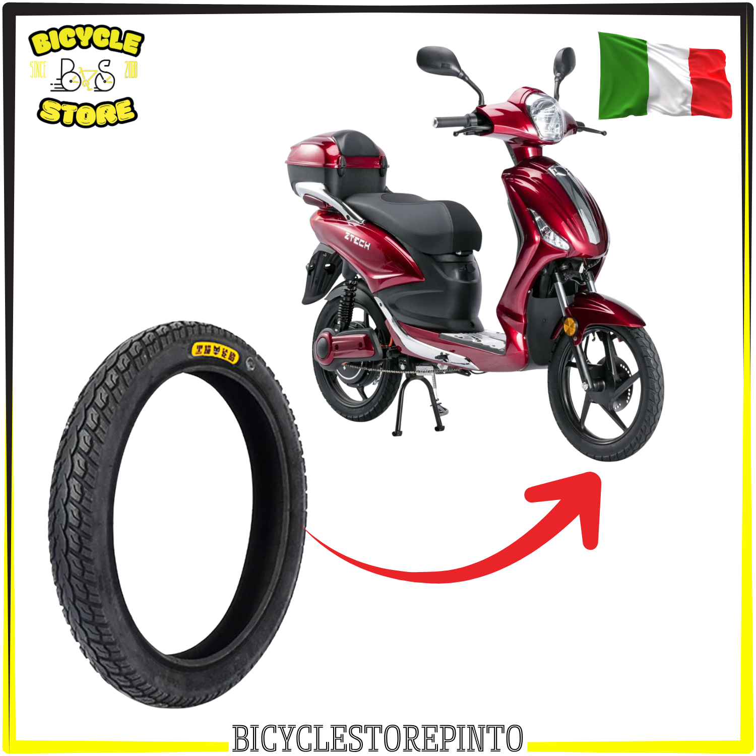 Pneumatico BLACKCAT 16×2.50 Tubetype per Scooter Elettrici – Camera d’Aria Inclusa, Nero