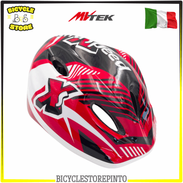 Casco Junior MVTEK RACING Rosso – Taglia S 48/52 cm – EN 1078
