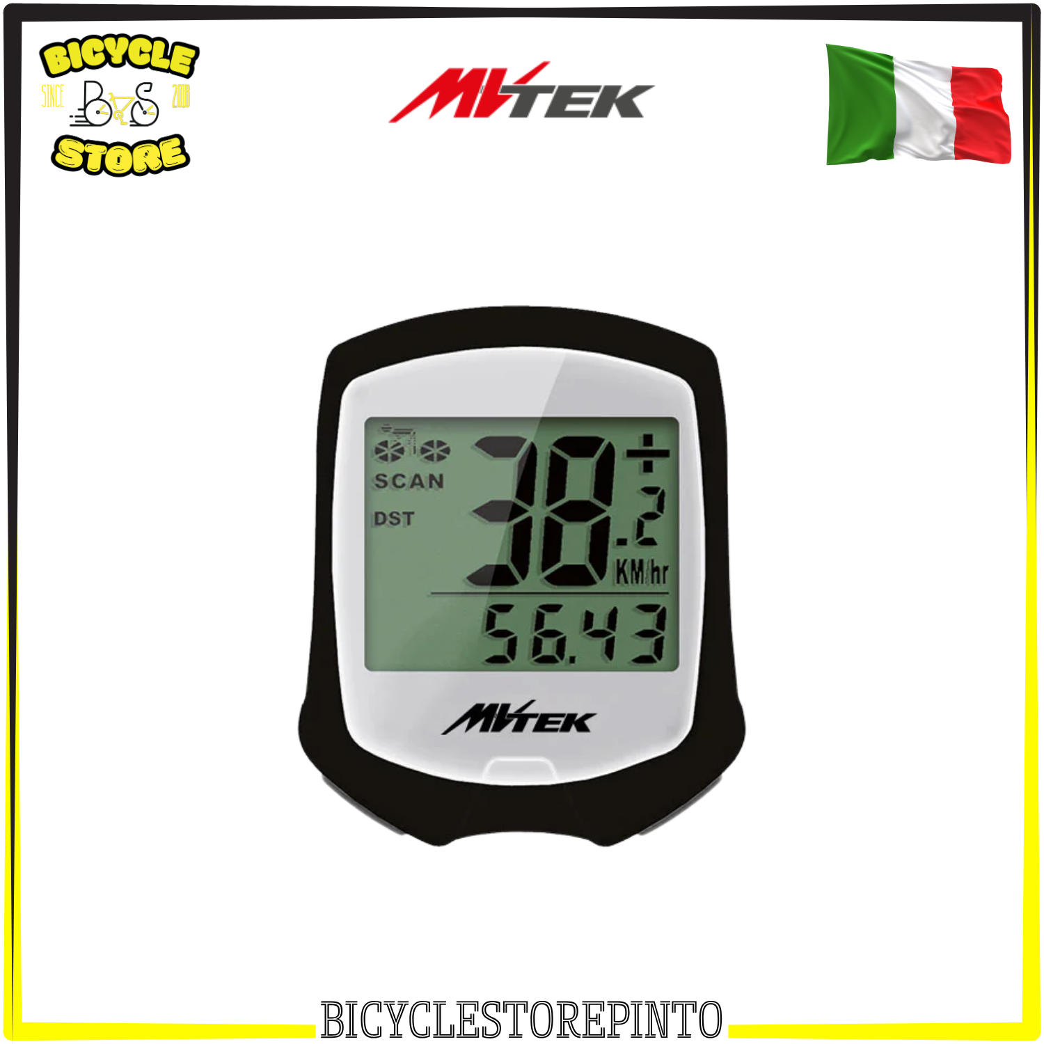 Ciclocomputer MVTEK LAMPO 9 Funzioni – Con Filo, Nero/Bianco