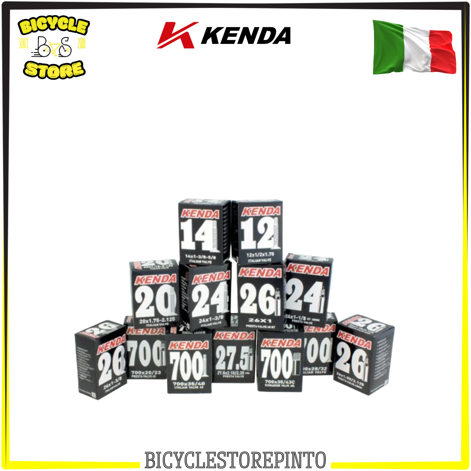 Camera d’Aria KENDA 18 x 1.75/2.125 – Valvola America Schrader 34 mm, ETRTO 47/54-355