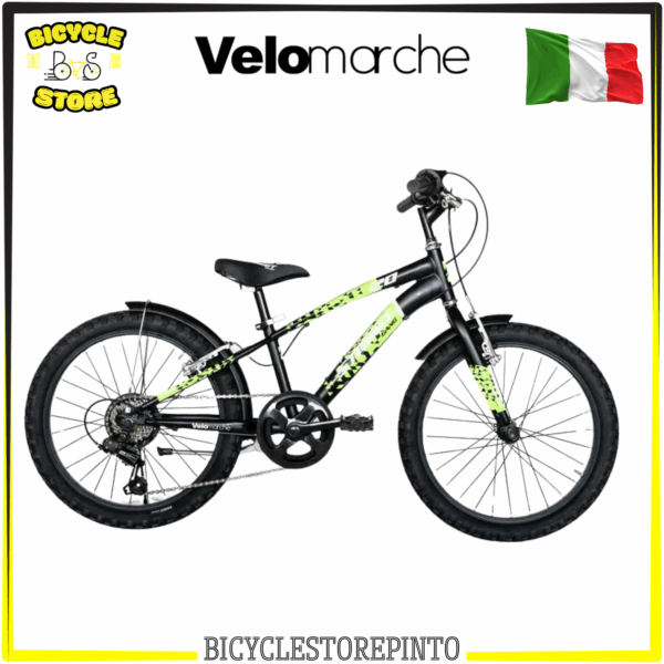 Bicicletta Muscolare MTB STREET GANG 20" Steel 6V – Shimano RevoShift, Cambio TY21, Ruote in Alluminio NERO