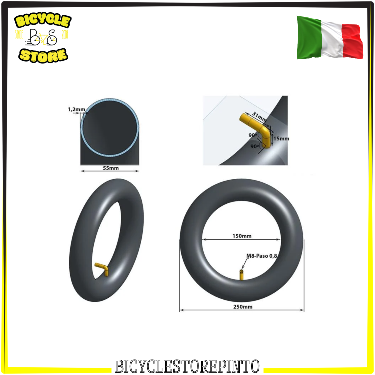 Camera d'Aria EWHEEL 10x2.125 per Monopattino Elettrico – Compatibile Xiaomi, Ninebot, SmartGyro, Motus e Wispeed - immagine 3