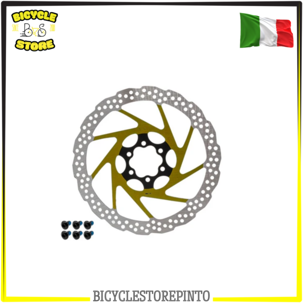 Disco Freno V2 6 Fori 180 mm Giallo – Rotore per Bicicletta MTB ed E-Bike