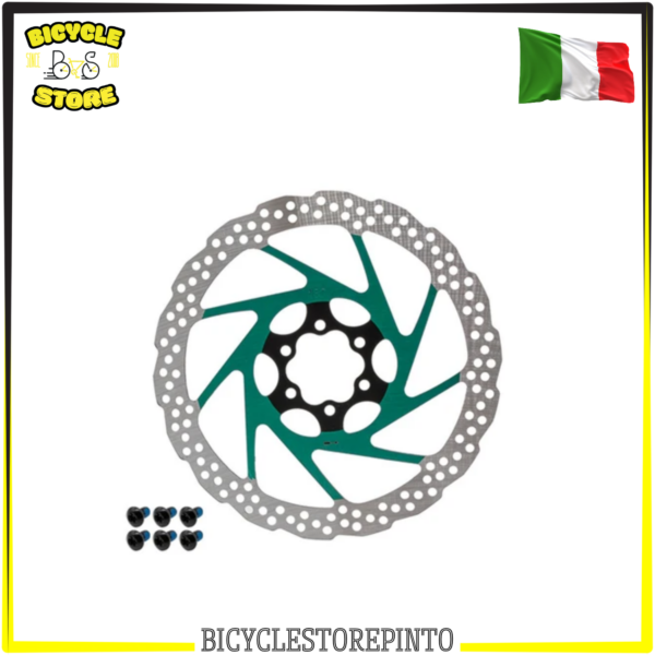 Disco Freno V2 6 Fori 180 mm Verde – Rotore per Bicicletta MTB ed E-Bike