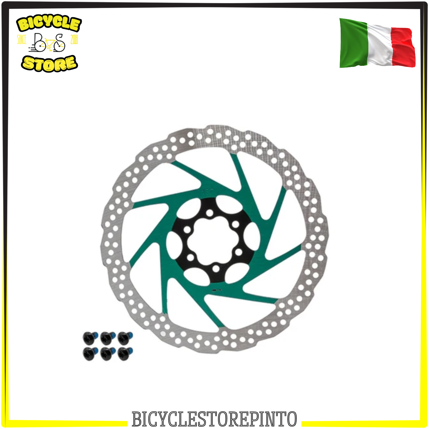 Disco Freno V2 6 Fori 180 mm Verde – Rotore per Bicicletta MTB ed E-Bike