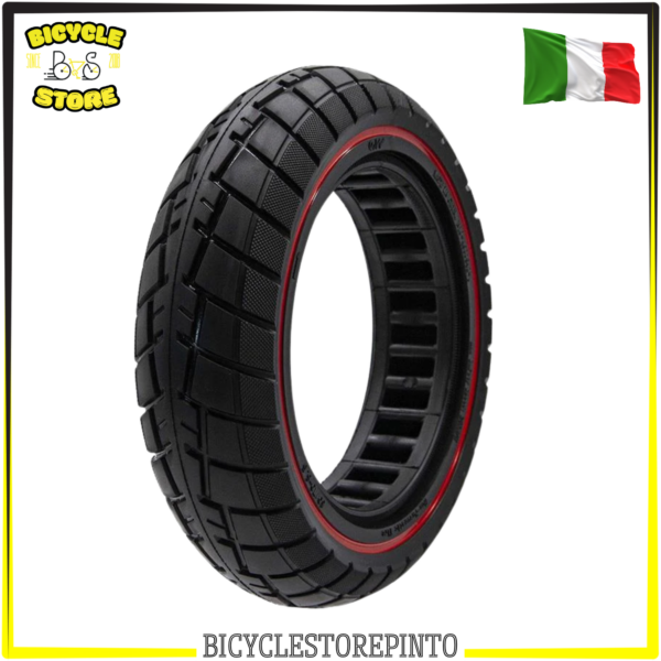 Copertone Pieno Ultraleggero Off-Road EWHEEL 60/70-6.5 B44 – Nero/Rosso, Compatibile NIU KQi3