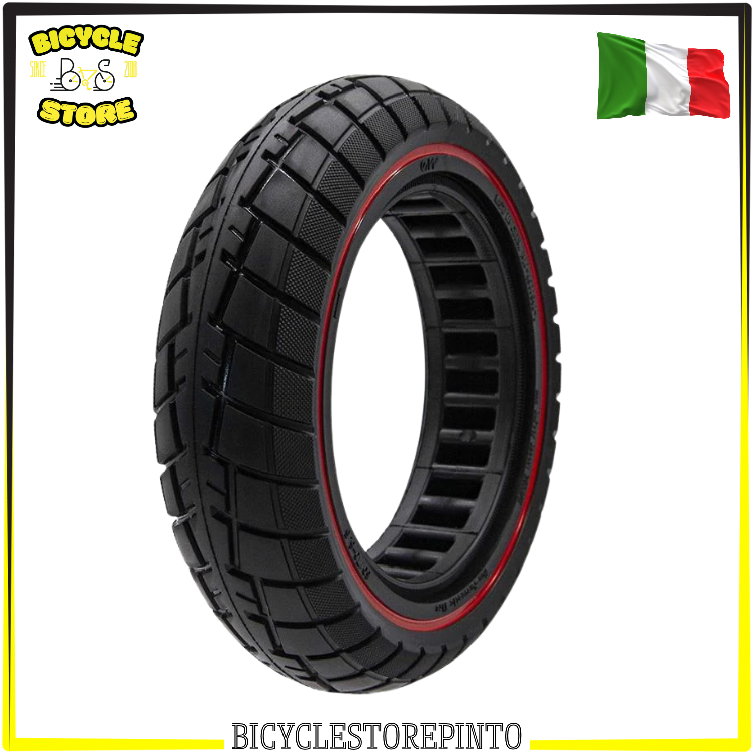 Copertone Pieno Ultraleggero Off-Road EWHEEL 60/70-6.5 B44 – Nero/Rosso, Compatibile NIU KQi3