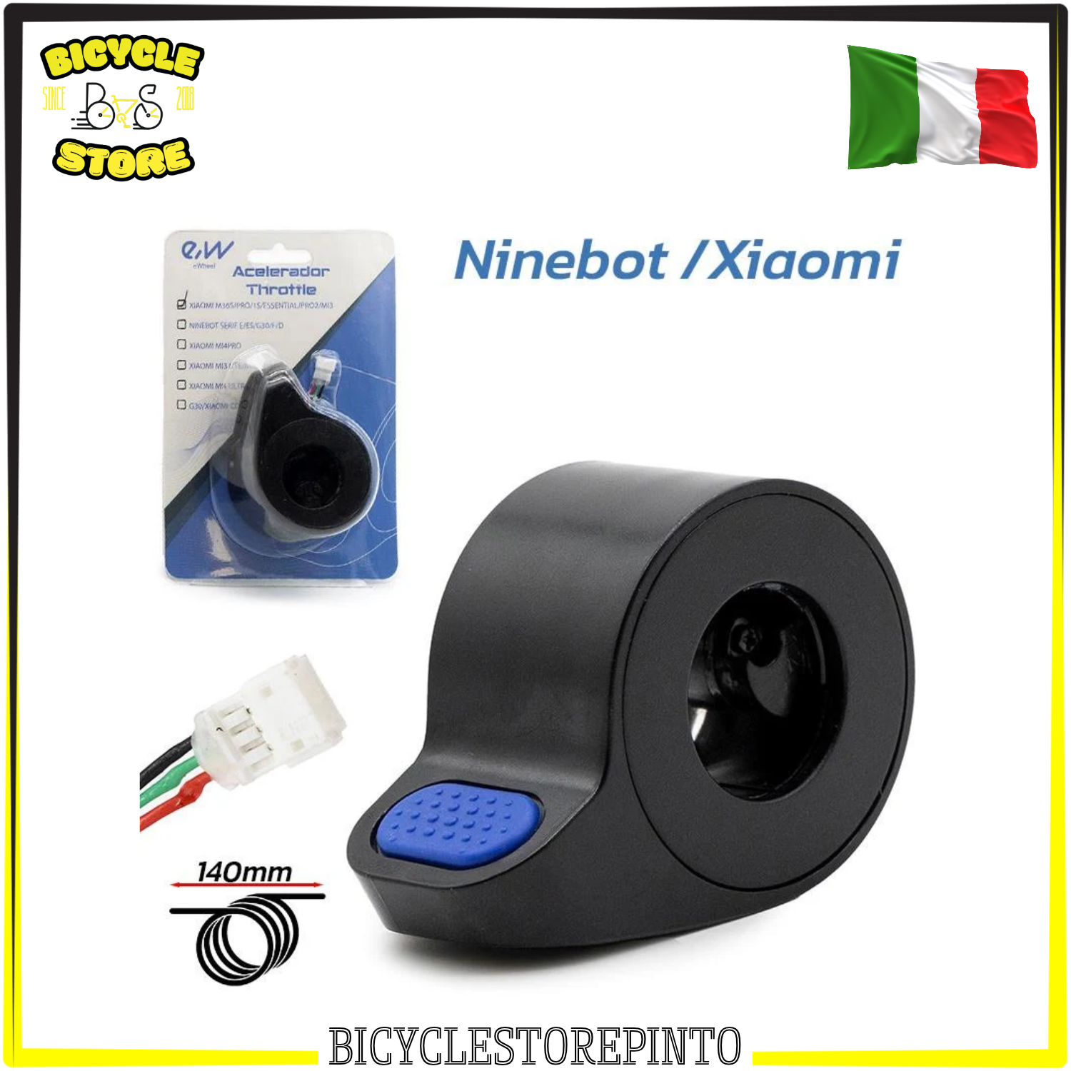 Acceleratore a Pollice per Monopattino Elettrico Ninebot e Xiaomi – Connettore JST ZH, Blu