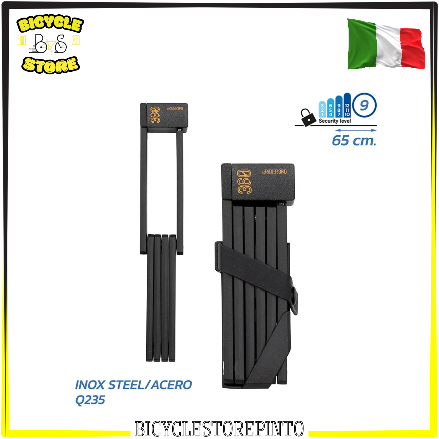 Lucchetto Antifurto a Lamelle con Chiave LCK-008 Nero – Lunghezza 65 cm per Biciclette, E-Bike e Monopattini Elettrici
